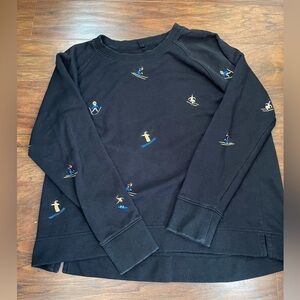 Lou & Grey Embroidered Skier Crewneck Sweatshirt Size S